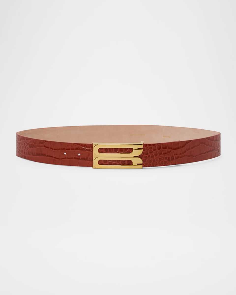 Jumbo Gold-Plated B-Logo Leather Belt